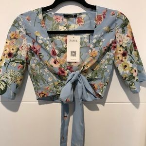 Floral Blue Crop Top